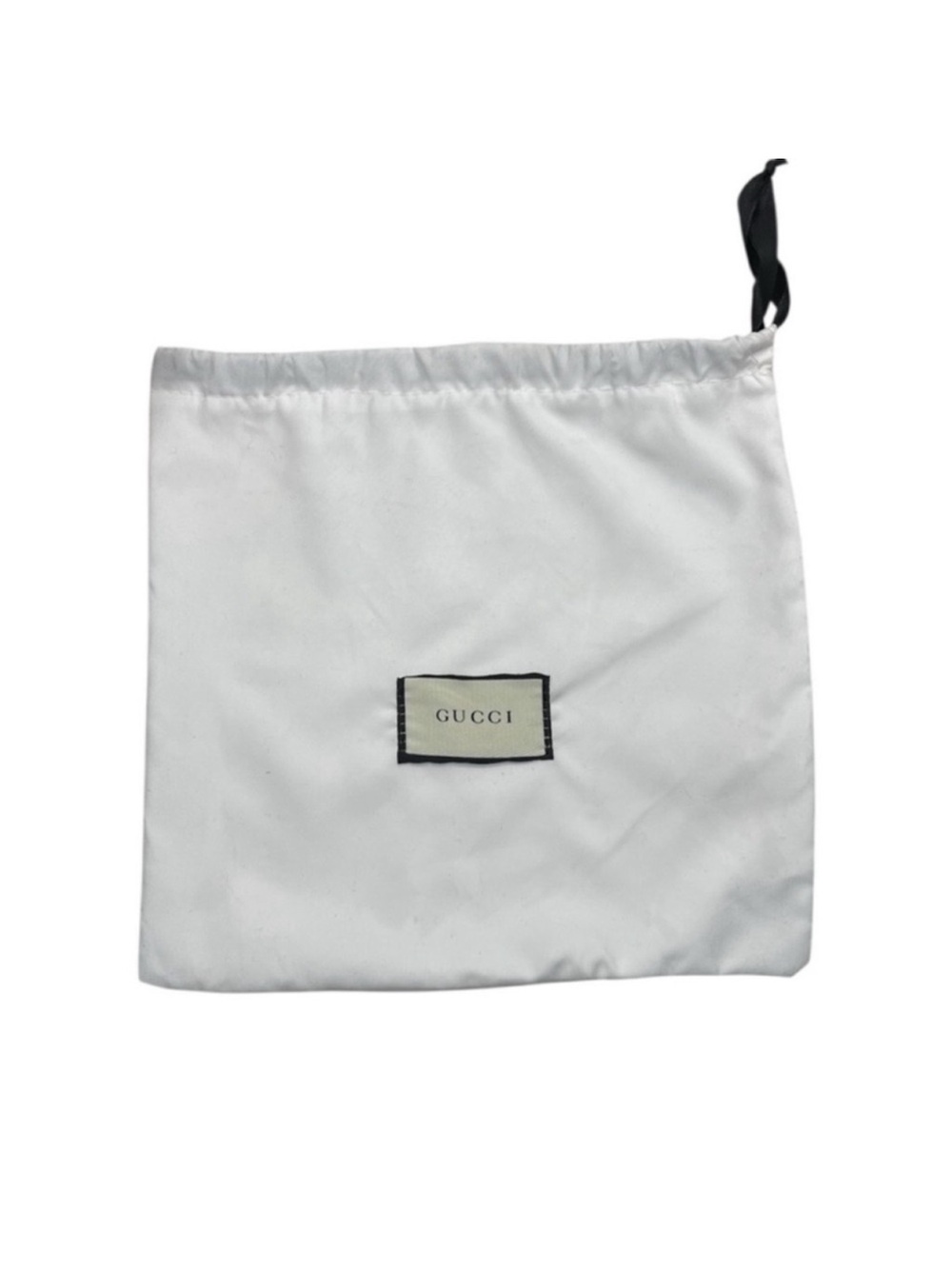Gucci White Satin Drawstring Pouch with Black Ribbon - Picture 2 of 5